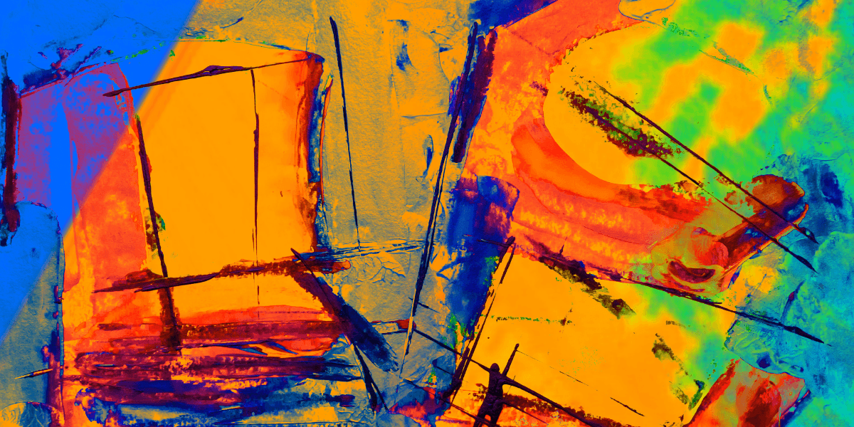 Vibrant abstract artwork featuring bold colors and dynamic geometric shapes.