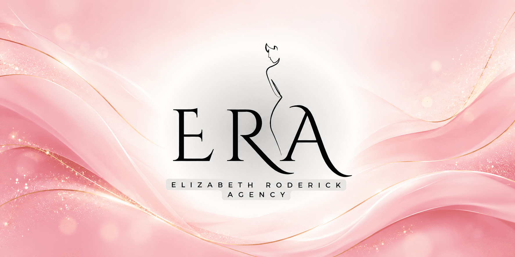 Logo of Elizabeth Roderick Agency on a soft pink background with elegant design elements