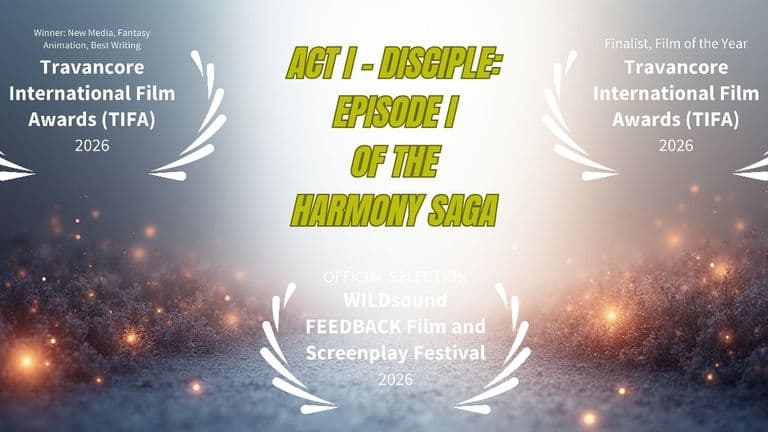 "The Harmony Saga" film, featuring awards and official selections from Travancore International Film Awards and WILDsound.