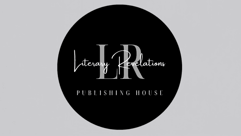 "Literary Revelations Publishing House logo featuring the initials 'LR' in elegant font, with 'Literary Revelations' written in cursive and 'PUBLISHING HOUSE' in bold, all within a circular black background, symbolizing creativity and literary excellence."