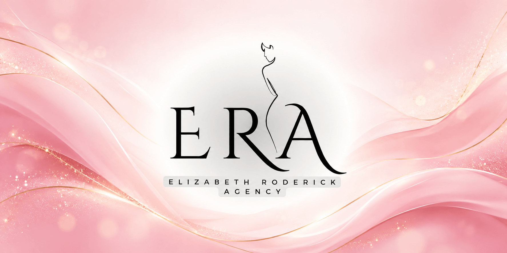 Logo of Elizabeth Roderick Agency on a soft pink background with elegant design elements