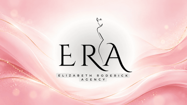 Logo of Elizabeth Roderick Agency on a soft pink background with elegant design elements