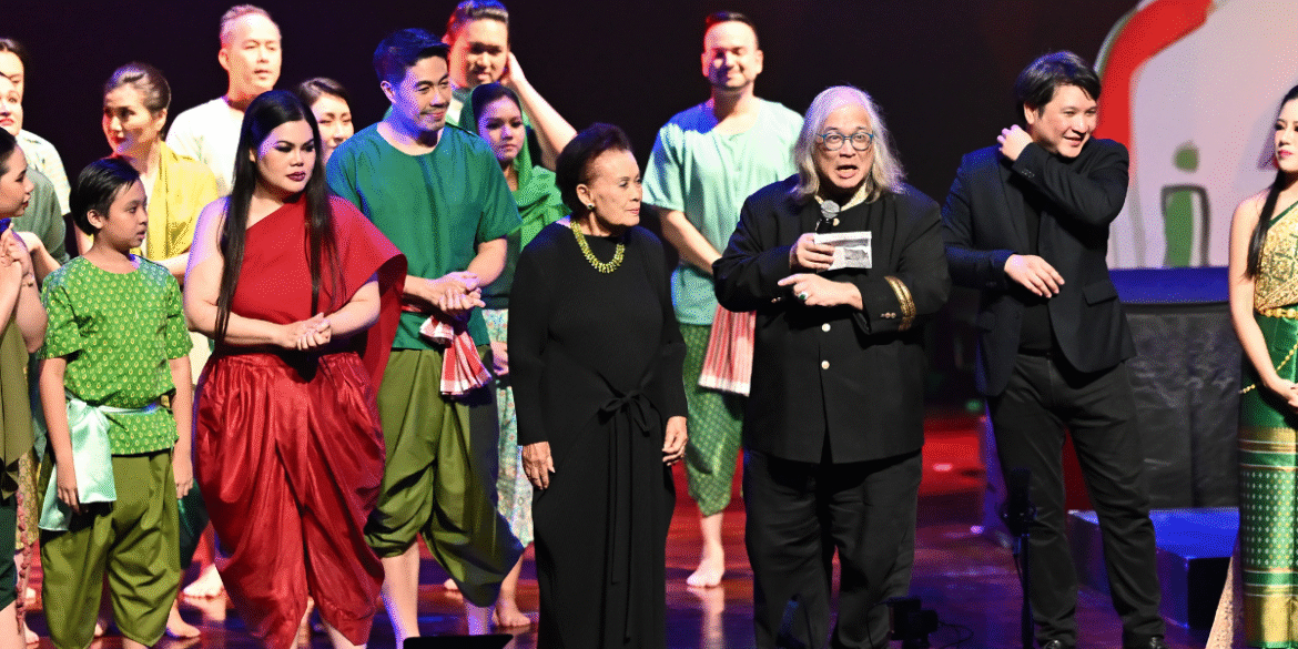 Composer Somtow Sucharitkul presenting Mae Naak opera revival, blending Thai horror storytelling with modern operatic performance on a theatrical stage